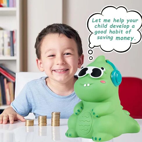 حصالة نقود بتصميم ديناصور، حصالة نقود مبتكرة بسعة كبيرة، حصالة بلاستيكية لطيفة مضادة للكسر للاطفال للاولاد والبنات، هدايا رائعة لعيد الميلاد والكريسماس وحفلات استقبال المولود وديكور المنزل in Kuwait