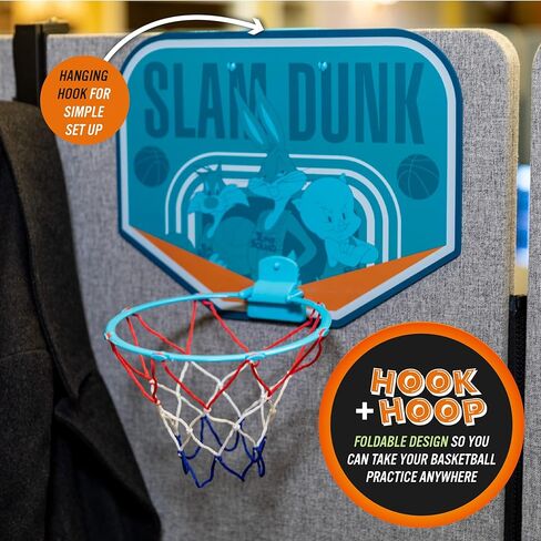 Paladone Looney Tunes Space Jam Basketball Hoop Set for Kids, Foldable Hoop, Hooked for Over Door Indoor Play, 3 Balls Included in Kuwait