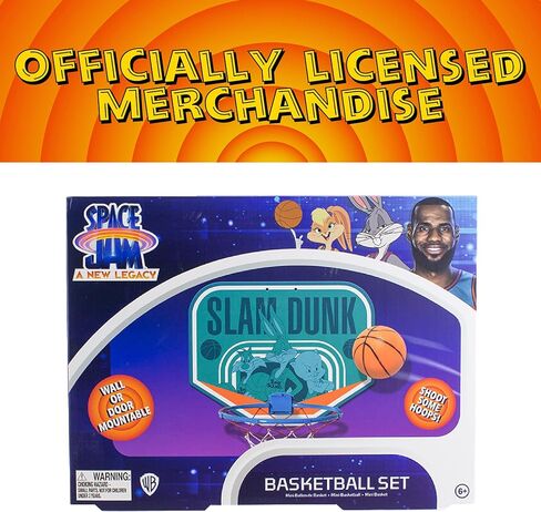Paladone Looney Tunes Space Jam Basketball Hoop Set for Kids, Foldable Hoop, Hooked for Over Door Indoor Play, 3 Balls Included in Kuwait