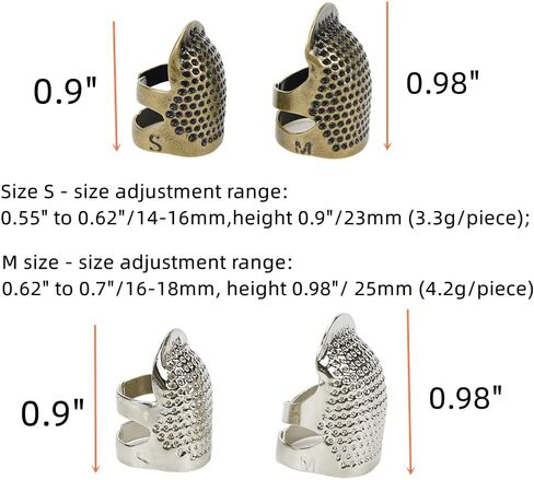 Tsnamay Bronze Sewing Thimble Adjustable Thimble Hand Sewing Repair Needlework,Finger Protector Accessories DIY Sewing Tool Thimbles for Hand Sewing,5 x Small, 5 x Medium in Saudi Arabia