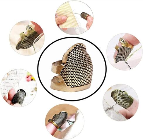 Tsnamay Bronze Sewing Thimble Adjustable Thimble Hand Sewing Repair Needlework,Finger Protector Accessories DIY Sewing Tool Thimbles for Hand Sewing,5 x Small, 5 x Medium in Saudi Arabia