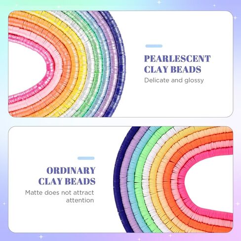 10 جدائل خرز صلصال ملون لؤلؤي، فن توبيا 3200 قطعة خرز هيشي من طين البوليمر، خرز صلصال دائري مسطح لصنع الاساور والمجوهرات (10 الوان، 6 ملم) in Kuwait