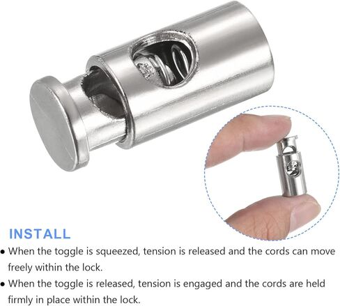 METALLIXITY Spring Cord Locks 8pcs, Plastic Single Hole Toggle Fastener Rope End - for Drawstrings Clothing, Shoelaces, Bags, Camping, Silver Tone in Saudi Arabia