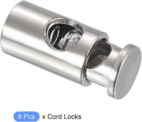 METALLIXITY Spring Cord Locks 8pcs, Plastic Single Hole Toggle Fastener Rope End - for Drawstrings Clothing, Shoelaces, Bags, Camping, Silver Tone in Saudi Arabia
