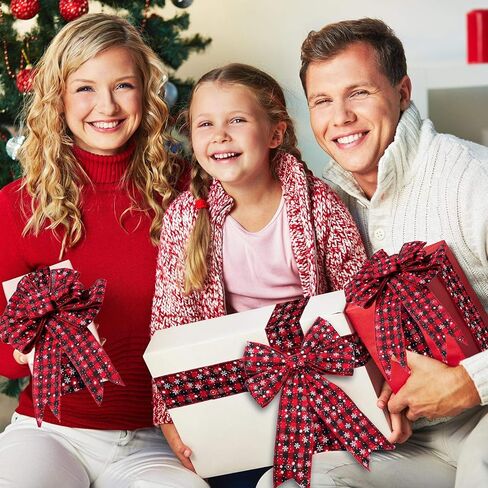 3 لفات عيد الميلاد ندفة الثلج الجاموس منقوشة الشريط السلكية حافة الشريط الأسود والأحمر منقوشة الخيش الشريط عيد الميلاد الاختيار الشريط الخيش لتغليف عيد الميلاد الديكور الحرف (6 ياردة × 2.5 بوصة) in Kuwait