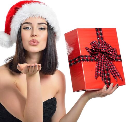 3 لفات عيد الميلاد ندفة الثلج الجاموس منقوشة الشريط السلكية حافة الشريط الأسود والأحمر منقوشة الخيش الشريط عيد الميلاد الاختيار الشريط الخيش لتغليف عيد الميلاد الديكور الحرف (6 ياردة × 2.5 بوصة) in Kuwait