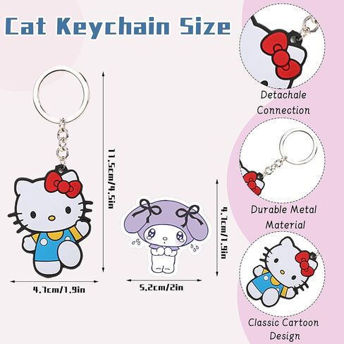 74 قطعة من سلاسل مفاتيح حفلات الرسوم المتحركة المفضلة من Uhael 50 قطعة من ملصقات الرسوم المتحركة كيتي كات سينا ​​لوازم حفلات أعياد الميلاد هدية عيد الميلاد للفتيات (24 قطعة سلاسل مفاتيح، 50 قطعة ملصقات) in Kuwait