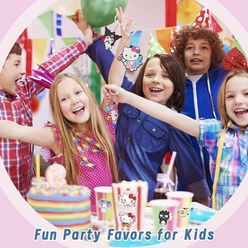 74 قطعة من سلاسل مفاتيح حفلات الرسوم المتحركة المفضلة من Uhael 50 قطعة من ملصقات الرسوم المتحركة كيتي كات سينا ​​لوازم حفلات أعياد الميلاد هدية عيد الميلاد للفتيات (24 قطعة سلاسل مفاتيح، 50 قطعة ملصقات) in Kuwait