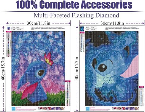 مجموعة الرسم الماسي من ريكنا ستيتش للبالغين، مجموعات فنية ماسية للاطفال، لوحة فنية بغرز من الماس هدية لديكور الحائط المنزلي 12 × 16 انش in Kuwait