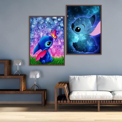 مجموعة الرسم الماسي من ريكنا ستيتش للبالغين، مجموعات فنية ماسية للاطفال، لوحة فنية بغرز من الماس هدية لديكور الحائط المنزلي 12 × 16 انش in Kuwait