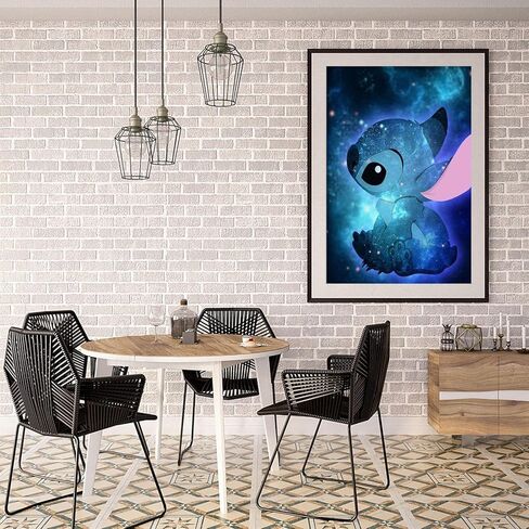 مجموعة الرسم الماسي من ريكنا ستيتش للبالغين، مجموعات فنية ماسية للاطفال، لوحة فنية بغرز من الماس هدية لديكور الحائط المنزلي 12 × 16 انش in Kuwait