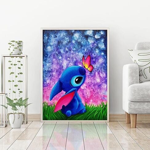 مجموعة الرسم الماسي من ريكنا ستيتش للبالغين، مجموعات فنية ماسية للاطفال، لوحة فنية بغرز من الماس هدية لديكور الحائط المنزلي 12 × 16 انش in Kuwait