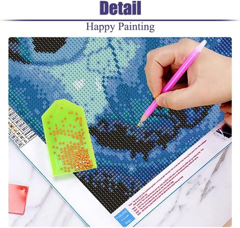 مجموعة الرسم الماسي من ريكنا ستيتش للبالغين، مجموعات فنية ماسية للاطفال، لوحة فنية بغرز من الماس هدية لديكور الحائط المنزلي 12 × 16 انش in Kuwait