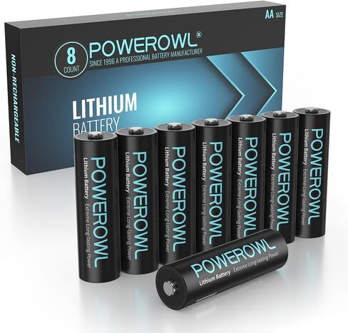 بطاريات ليثيوم POWEROWL AAA ذات سعة عالية وتدوم طويلاً، بطارية 1.5 فولت ثلاثية A للأجهزة عالية التقنية - 8 عبوات in Kuwait