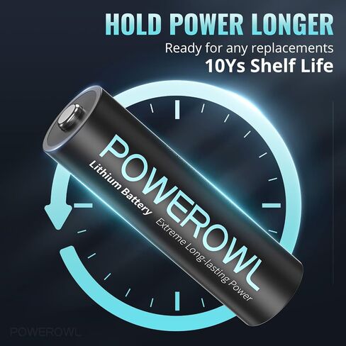 بطاريات ليثيوم POWEROWL AAA ذات سعة عالية وتدوم طويلاً، بطارية 1.5 فولت ثلاثية A للأجهزة عالية التقنية - 8 عبوات in Kuwait