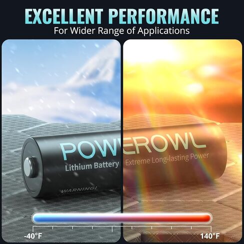 بطاريات ليثيوم POWEROWL AAA ذات سعة عالية وتدوم طويلاً، بطارية 1.5 فولت ثلاثية A للأجهزة عالية التقنية - 8 عبوات in Kuwait