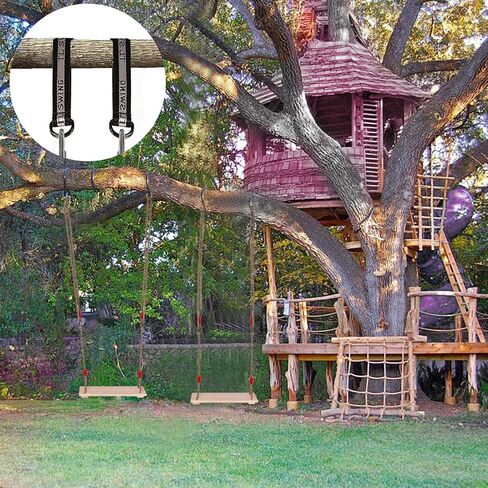 RedSwing Wooden Swing Seat, Wood Tree Swing Seat for Kids Indoor Outdoor, Backyard Swing Set Replament Hanging Swing with Adjustable Rope and Complete Accessories in Kuwait