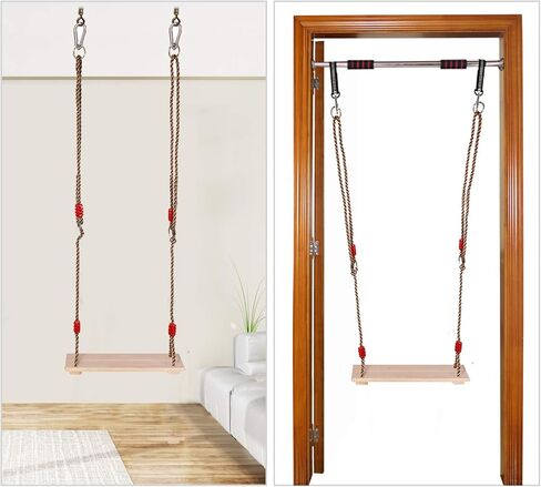 RedSwing Wooden Swing Seat, Wood Tree Swing Seat for Kids Indoor Outdoor, Backyard Swing Set Replament Hanging Swing with Adjustable Rope and Complete Accessories in Kuwait