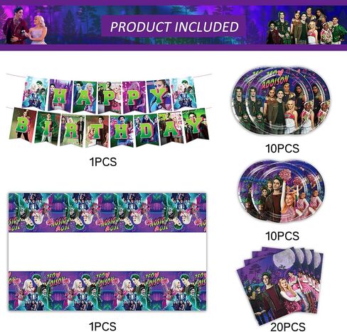 42Pcs Zombies 3 Party Supplies Birthday Theme Zombies Plates/Napkins/Banner/Tablecover cloth For Boys Party Favor Table Decoration in Kuwait