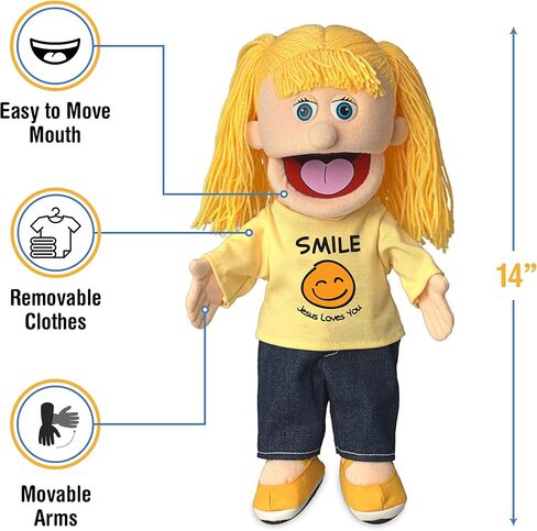 14" Smile Jesus Loves You, Peach Girl, Christian Ministry Hand Puppet in Saudi Arabia