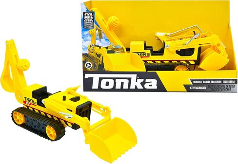 Tonka Steel Classics, Trencher– Made with Steel & Sturdy Plastic, Yellow Friction Powered, Boys and Girls, Toddlers Ages 3+,Big Construction Truck, Toddlers, Birthday Gift, Holiday in Saudi Arabia