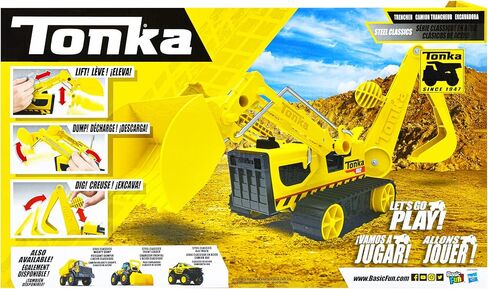 Tonka Steel Classics, Trencher– Made with Steel & Sturdy Plastic, Yellow Friction Powered, Boys and Girls, Toddlers Ages 3+,Big Construction Truck, Toddlers, Birthday Gift, Holiday in Saudi Arabia