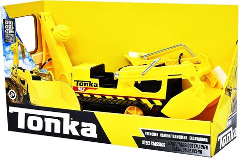 Tonka Steel Classics, Trencher– Made with Steel & Sturdy Plastic, Yellow Friction Powered, Boys and Girls, Toddlers Ages 3+,Big Construction Truck, Toddlers, Birthday Gift, Holiday in Saudi Arabia