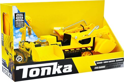 Tonka Steel Classics, Trencher– Made with Steel & Sturdy Plastic, Yellow Friction Powered, Boys and Girls, Toddlers Ages 3+,Big Construction Truck, Toddlers, Birthday Gift, Holiday in Saudi Arabia