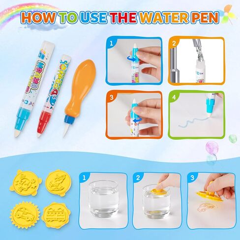 DoGeek Water Doodle Mat 40 × 32 بوصة كبيرة أكوا رسم حصيرة خالية من الفوضى تلوين لوحة الرسم ألعاب تعليمية هدايا لعمر 2 3 4 5 6 7 سنوات من العمر بنين بنات أطفال وصغار لعبة الكتابة in Kuwait