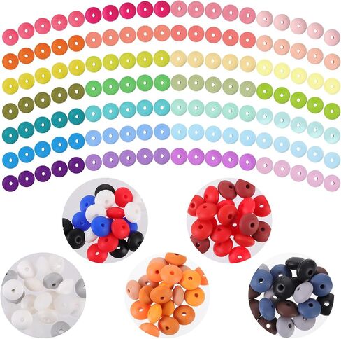 240PCS Silicone Beads,15mm Silicone Beads Bulk Silicone Beads for Keychain Making Silicone Beads for Pens Rubber Loose Beads for Necklace Lanyards(24 Colors) in Kuwait