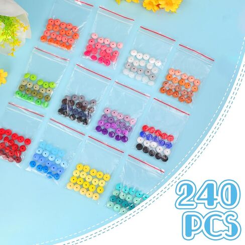 240PCS Silicone Beads,15mm Silicone Beads Bulk Silicone Beads for Keychain Making Silicone Beads for Pens Rubber Loose Beads for Necklace Lanyards(24 Colors) in Kuwait