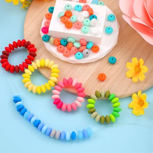 240PCS Silicone Beads,15mm Silicone Beads Bulk Silicone Beads for Keychain Making Silicone Beads for Pens Rubber Loose Beads for Necklace Lanyards(24 Colors) in Kuwait