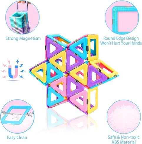 كتل مغناطيسية مطورة ألعاب بلاط البناء لعمر 3 4 5 6 7+ سنة للأولاد والبنات، تعلم هدايا العلوم والتكنولوجيا والهندسة والرياضيات للأطفال الصغار ألعاب عيد الميلاد وأعياد الميلاد المتوافقة مع مكعبات بناء العلامات التجارية الكبرى in Kuwait