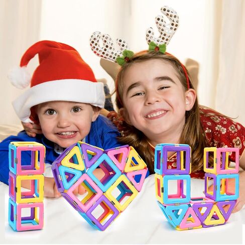 كتل مغناطيسية مطورة ألعاب بلاط البناء لعمر 3 4 5 6 7+ سنة للأولاد والبنات، تعلم هدايا العلوم والتكنولوجيا والهندسة والرياضيات للأطفال الصغار ألعاب عيد الميلاد وأعياد الميلاد المتوافقة مع مكعبات بناء العلامات التجارية الكبرى in Kuwait