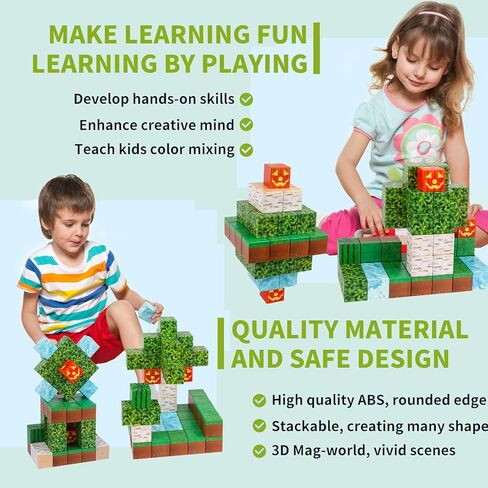 Jollicube Magnetic Building Blocks -Build Magnet World Set, STEM Montessori Sensory Toys for Toddlers,Gifts for Boys & Girls Age 3-8. in Kuwait