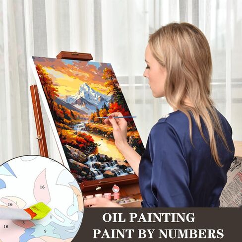 طلاء FQOVKYN بالأرقام للبالغين DIY، طلاء بالأرقام، مجموعات طلاء للبالغين حسب الأرقام على جبال القماش، طلاء بالأرقام للمبتدئين، حرف طلاء أكريليك لديكور المنزل، 16 × 20 بوصة in Kuwait