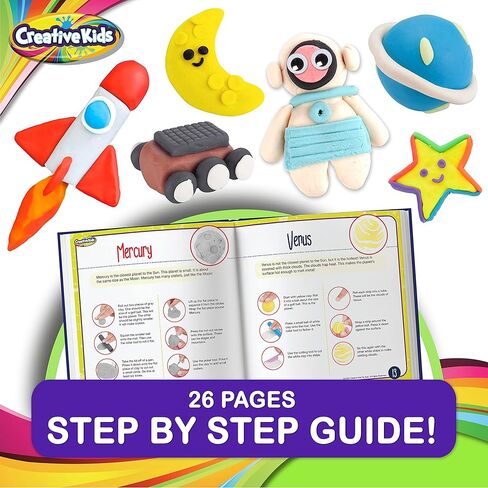 تماثيل النظام الشمسي من الطين الهوائي للأطفال - نحت أكثر من 20 سحرًا من الطين - اصنع سلاسل مفاتيح على شكل كوكب صغير مع 13 لونًا من الطين - يتضمن كتابًا حرفيًا للنظام الشمسي - هدية عيد ميلاد للأطفال للأعمار من 6 سنوات فما فوق in Kuwait