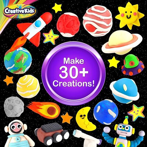 تماثيل النظام الشمسي من الطين الهوائي للأطفال - نحت أكثر من 20 سحرًا من الطين - اصنع سلاسل مفاتيح على شكل كوكب صغير مع 13 لونًا من الطين - يتضمن كتابًا حرفيًا للنظام الشمسي - هدية عيد ميلاد للأطفال للأعمار من 6 سنوات فما فوق in Kuwait