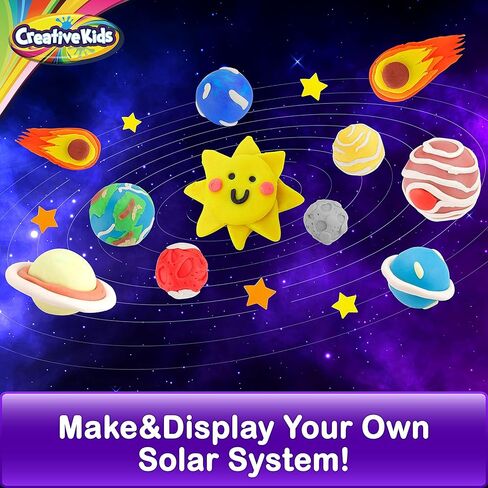 تماثيل النظام الشمسي من الطين الهوائي للأطفال - نحت أكثر من 20 سحرًا من الطين - اصنع سلاسل مفاتيح على شكل كوكب صغير مع 13 لونًا من الطين - يتضمن كتابًا حرفيًا للنظام الشمسي - هدية عيد ميلاد للأطفال للأعمار من 6 سنوات فما فوق in Kuwait