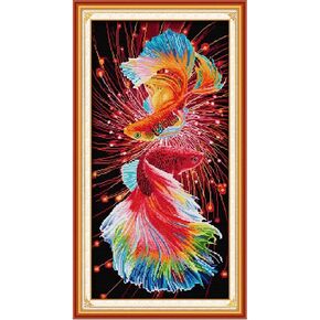ITSTITCH Stamped Cross Stitch Kits for Beginners Full Range of Cross Stitching Preprinted Pattern for Kids or Adults, 11CT DIY Embroidery Needlepoint Starter Kits-Colorful Tulips，16.5×22.5 inch