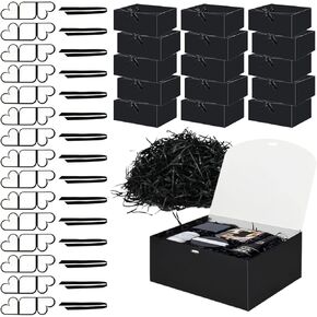 HUAPRINT Black Gift Boxes with Lids, 8x8x4inches,Bridesmaid Proposal Box,12 Sets,Kraft Paper Gift Boxes for Wedding,Packaging,Present,Birthday,Cupcake Boxes,Crafting