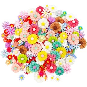 Flower Resin Charms, 100Pcs Resin Flatback Beads Charms for Jewelry Making Cardmaking Scrapbooking Hair Accessories DIY Craft in Kuwait