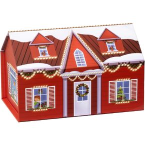 NOVELTYBOXUSA 2 Pack Christmas Gift Boxes 7.9x5x5 inches - House Shape Christmas Gift Box with Magnetic Closure Lid - Empty Gift Wrap Boxes for Xmas day Eve New Year Presents Wrapping