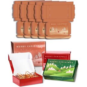 Christmas Shipping Boxes Christmas Theme Gift Box 6x4x3 Inch, Recyclable Mailer Shipping Box with Lid for Small Business, Christmas Gift Wrapping Box Packaging Storage (6x4x3in, Christmas Gold)