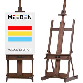 حامل رسم فني من MEEDEN، حامل استوديو من خشب الزان من 53 بوصة إلى 91 بوصة ارتفاع، يحمل القماش حتى 78 بوصة، حامل حامل بإطار H احترافي كبير مع صينية تخزين، حامل أرضية قابل للتعديل للفنانين والكبار، جوز عميق in Kuwait