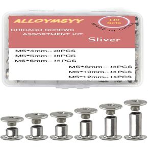 ALLOYMSYY 160Sets Chicago Screws with Hole Puncher and Screwdriver Leather Rivet Assorted，10 Sizes of Screw Rivets Chicago Screws for Decorate and Repair Leather Craft Belt Bag Shoes Purse Bookbinding in Kuwait