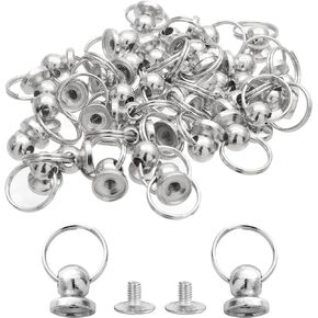 LifCratms 60Pcs Screwback Round Head Rivet 8mm, Black Pull Ring Rivet DIY Accessory Screw Rivets for Leather Craft Purse Phone Case Handbag Clothes