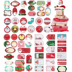 248 PCS Christmas Gift Tags Self-Adhesive Vintage Stickers, Christmas Labels for Gifts Holiday Decorative Presents Self-Adhesive Name Labels in Kuwait