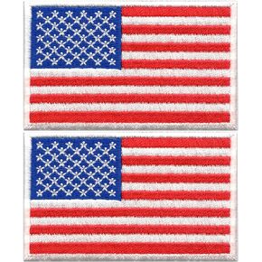 American Flag Patch (2-Pack) Iron On USA Patches, USA United States of America, US Flag Patch, sew on for Cloth Uniform Hat Backpack Jacket Pants Accessories (Standard)