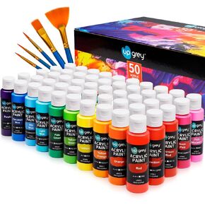 Acrylic Paint Set, Art Paints (2fl Oz60ml ) Crafts Acrylic Paint For Kids And Adults with 5 Brushes, Non Toxic Metallic Acrylic Paints for Wood Canvas Crafts Stone Ceramic Model Painting and in Kuwait
